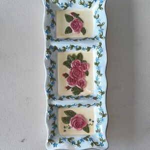 Vintage Flloral Divided Candy Dish